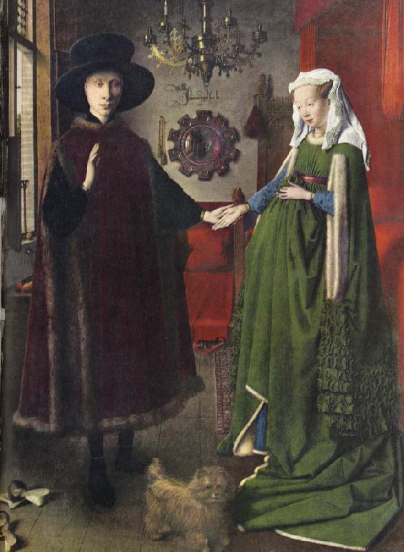 Jan Van Eyck The Italian kopmannen Arnolfini and his youngest wife some nygifta in home in Brugge China oil painting art